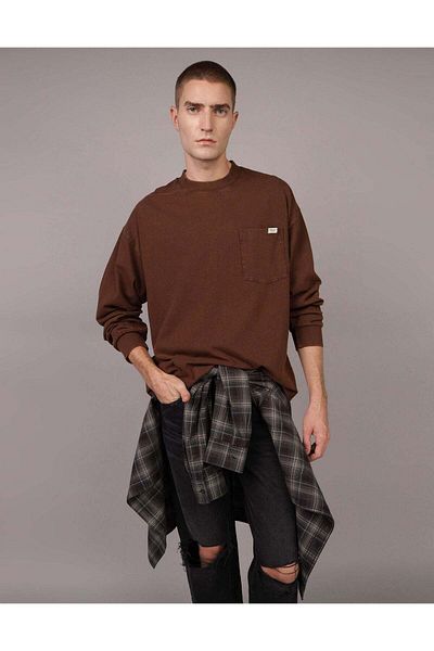 AMERICAN EAGLE Ae Oversized Long-sleeve Heavyweight Pocket T-shirt