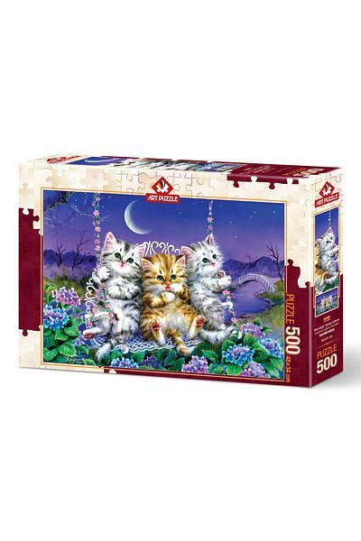 Art Puzzle Kittens Swinging in the Moonlight 500 Pieces