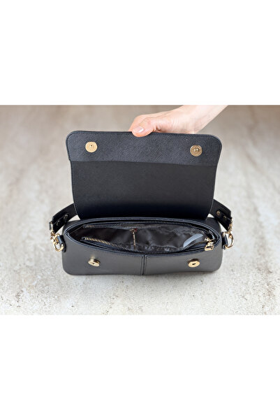 Armine Minimalist Siyah Omuz Çantası + Fular Hediyeli