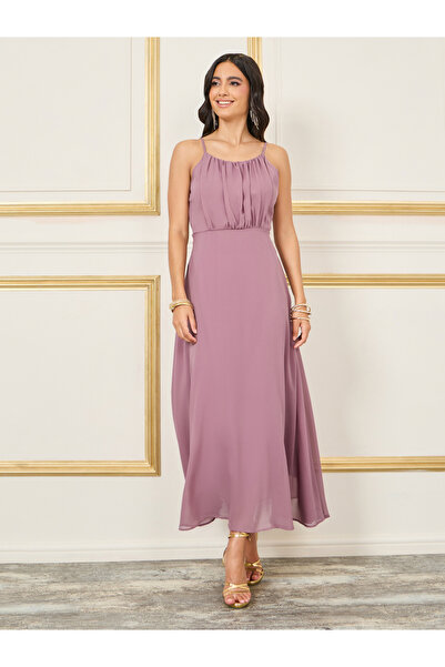 Styli Gathered Strappy A-line Maxi Dress