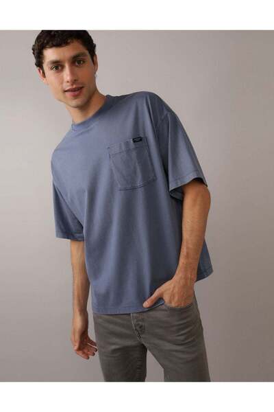 AMERICAN EAGLE تي شيرت AE ثقيل الوزن كبير الحجم بجيب