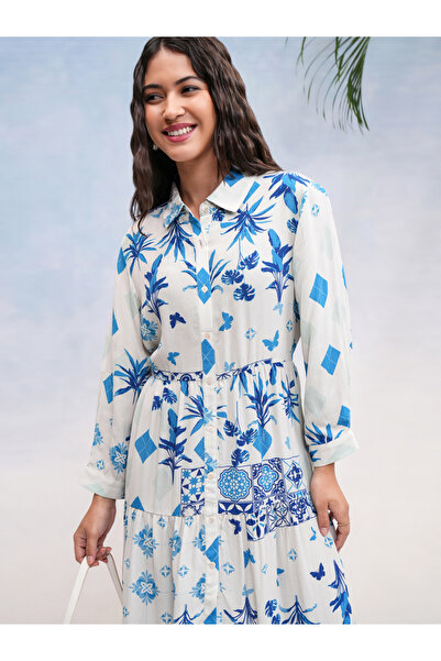Vishudh By Styli All Over Print Knee Length A-Line Dress
