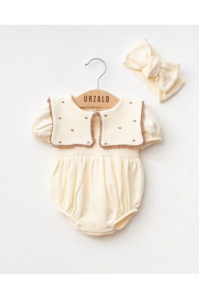 Jammybaby Baby Girl 100% Tumr Kursali Waffle Pajamas and Accessories Set-Cream