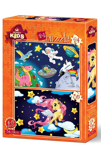 Art Puzzle Astronaut and Mini Pegasus 2-Piece 24 35 Piece Puzzle