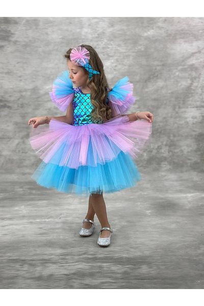 RAPAPA Rochie sirenă tutu pentru fete albastru 2102