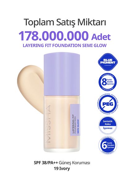 Missha Semi Shiny Finish Moisturizing Foundation Layering Fit Foundation Semi Glow (No.19 Ivory)