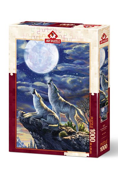 Art Puzzle Full Moon Wolves 1000 Piece Puzzle