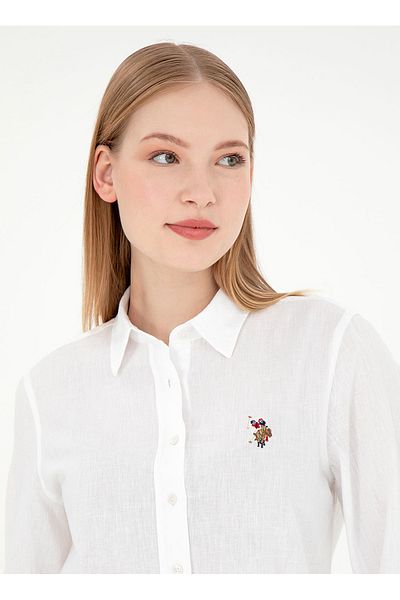U.S. Polo Assn. SUA Polo Assn. Cămașă Regular Fit Guler Cămașă Albă Femei ELMY025Y