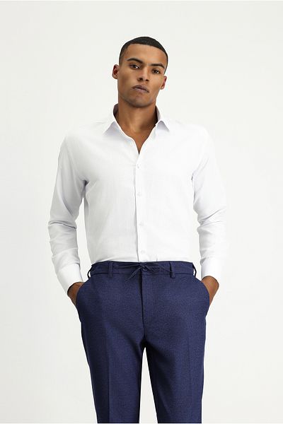 Kiğılı Long Sleeve Slim Fit Slim Fit Classic Patterned Cuffed Cotton Shirt