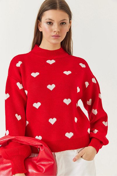 Bianco Lucci Women's Heart Patterned Knitwear Sweater 20246913