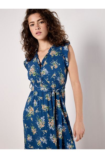 Apricot Geblümtes Midikleid