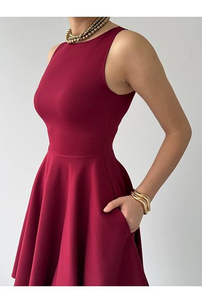 Julidress Pocket Detail Skirt Flounce Crew Neck Mini Premium Dress