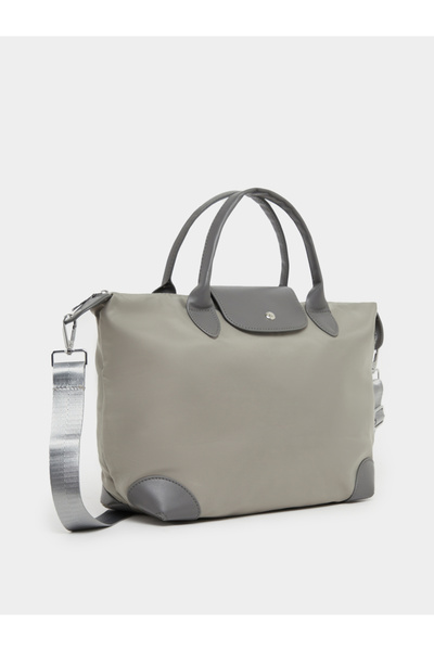 Styli Button Flap Detail Solid Gym Bag with Adjustable Strap