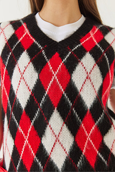 Bianco Lucci Women's Raised Diamond Patterned Knitwear Sweater 20246339