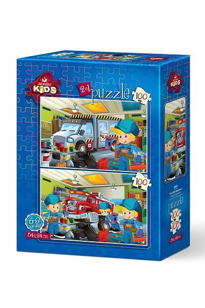 Art Puzzle Art Children's Puzzle Little Repairmen 2x100 Piece Puzzle