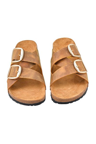 Moosefield Genuine Leather Tan Antique Women's Slippers