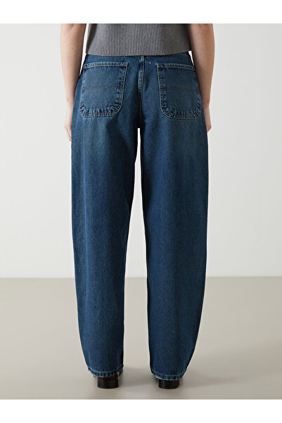 LC Waikiki Blue High Waist Baggy Fit Women's Jean Pants