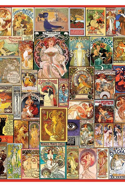 Art Puzzle Art Nouveau Poster Collage 1500 Piece Puzzle
