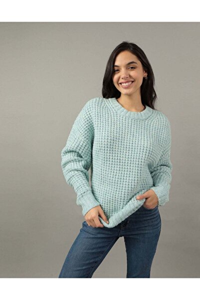 AMERICAN EAGLE AE Oversized Waffle Crewneck Sweater
