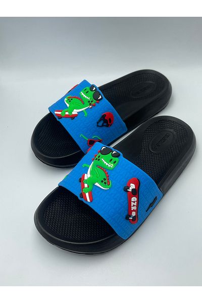 GEZER Boy's Slippers. Non-Slip Sea Beach Pool Bathroom Garden Boy's Slippers (Dinosaur Patterned)
