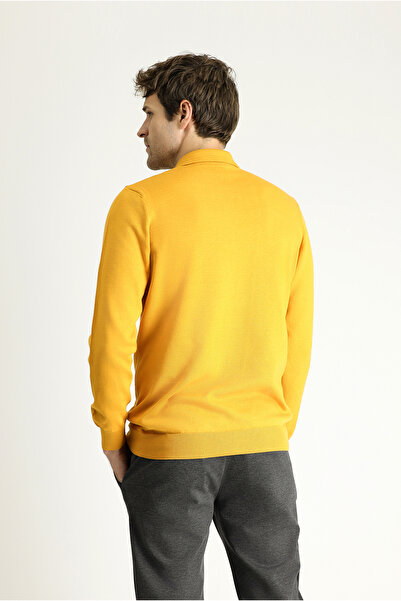 Kiğılı Polo Yaka Regular Fit Pamuklu Triko Kazak