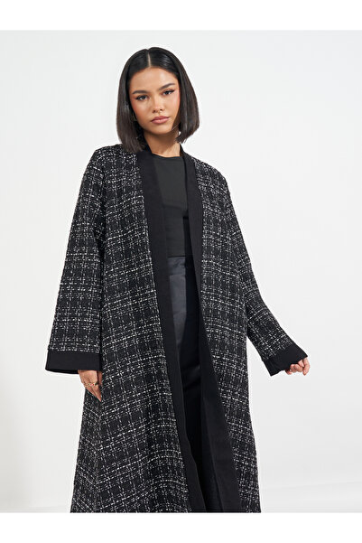 Styli Front Open Tweed Winter Abaya