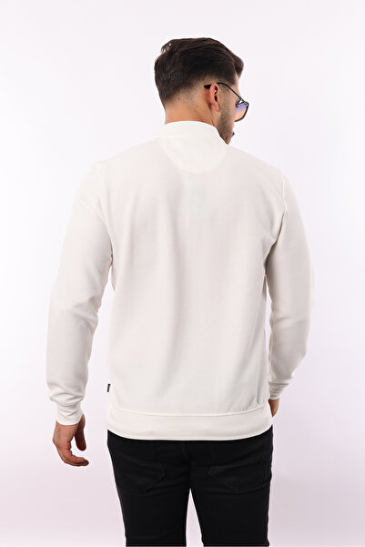 rugatchi Pamuklu Waffle Özel Dokulu Polo Yaka Sweatshirt
