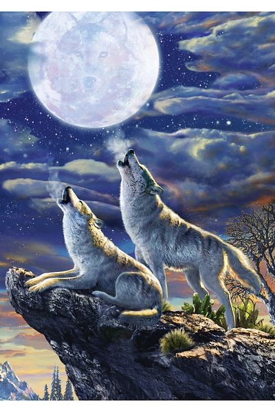 Art Puzzle Full Moon Wolves 1000 Piece Puzzle