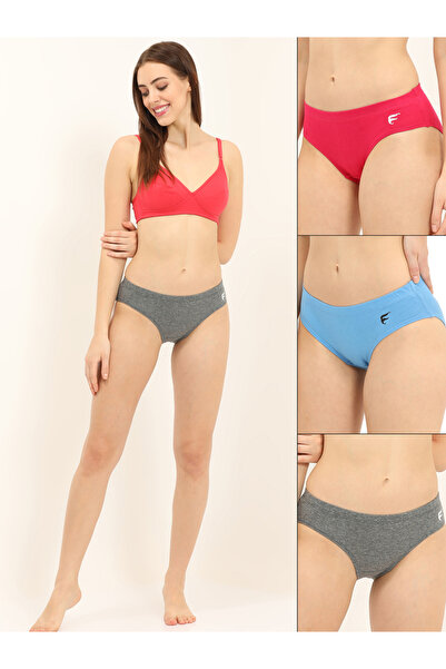 Envie By Styli Pack of 3 - Logo Detail Cotton Mid Briefs