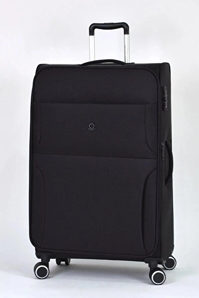 United Colors of Benetton Benetton 2500 Büyük Boy Ultra Light Hafif Lüx Kumaş Tekerlekli Valiz SİYAH