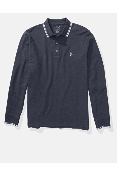 AMERICAN EAGLE AE Long-Sleeve Flex Pique Tipped Polo Shirt