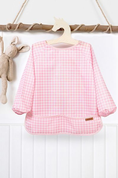 HAMUR Proof Long Sleeve Liquid Proof Event Food Activity Kindergarten Nursery Baby Kids Bib Checkers Powder 2-4