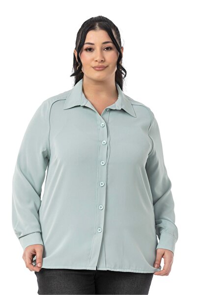 DISENTIS MODEST Πουκάμισο μεγάλου μεγέθους με μανίκια ρεγκλάν σε πράσινο χρώμ...