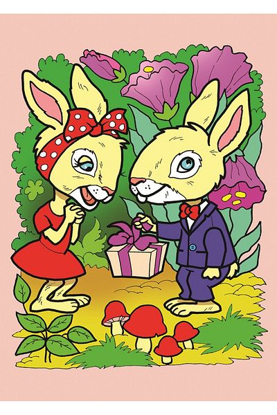 Art Puzzle Rabbits and Bear Family 2-Piece 35 60 Piece Puzzle