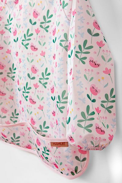 HAMUR Proof Long Sleeve Liquid Proof Event Food Activity Kindergarten Nursery Baby Kids Bib Flowy 2-4