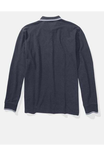 AMERICAN EAGLE AE Long-Sleeve Flex Pique Tipped Polo Shirt