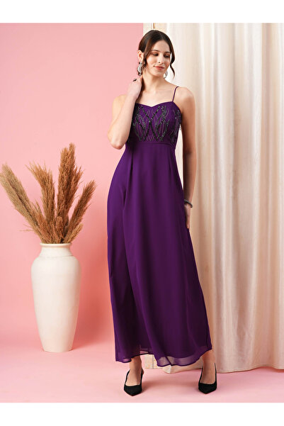 Mish By Styli Sweetheart Neckline Beaded Bodice Maxi Dress