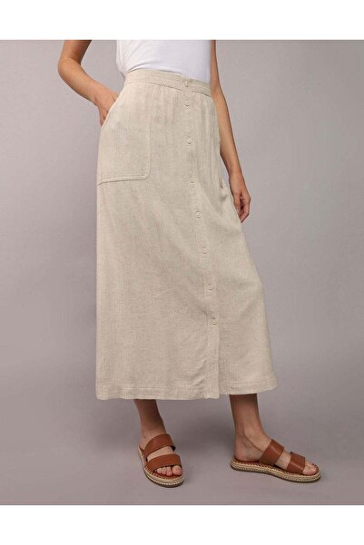 AMERICAN EAGLE تنورة ميدي بأزرار أمامية من AE