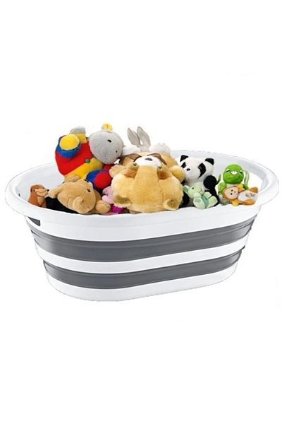 Dükkanönü 35 Liter 3 Stage Foldable Saddle Laundry Basket Toy Basket Multi-Purpose Basket