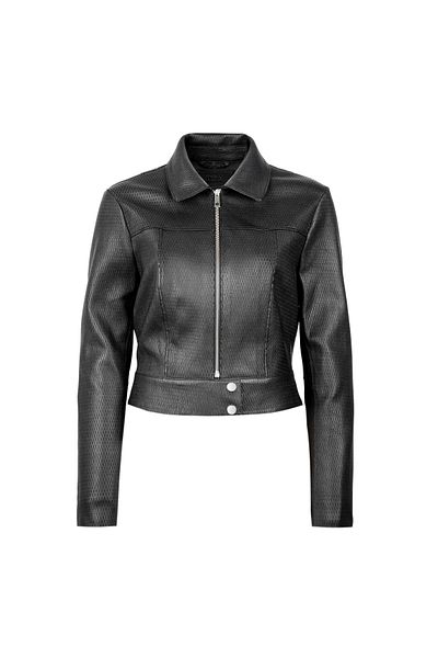 Desa Ninfe Vintage Black Women's Stretch Leather Jacket