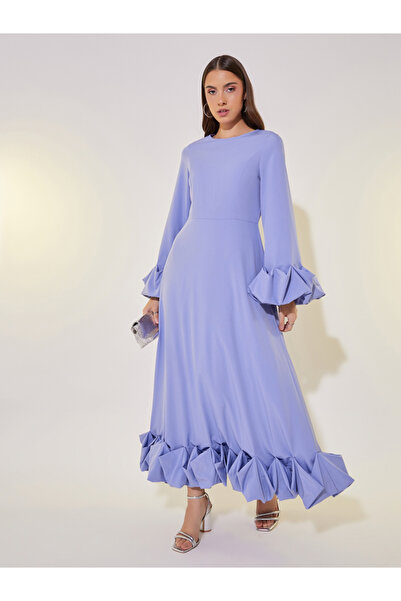 Take Two By Styli فستان ماكسي سادة بأكمام طويلة وقصة A