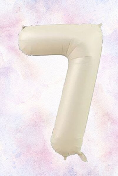 Atölye Mi 7Th Birthday Cream Bear with Bow Tie and 3 Retro Heart Balloons Balloon Set