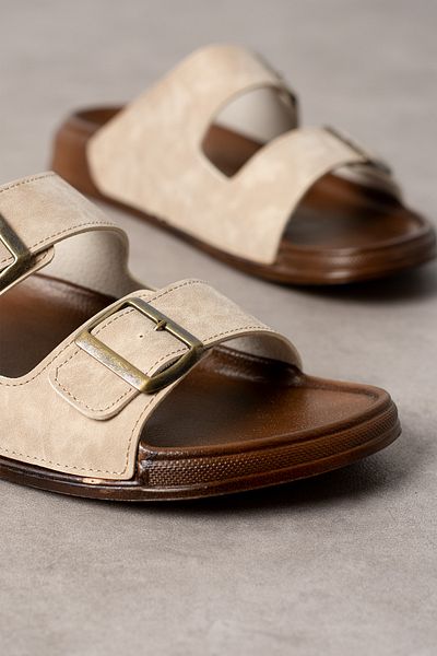 NOVİNS Unisex Double Buckle Stylish Comfortable Orthopedic Sole Summer Slippers