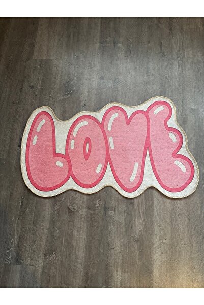 Rugs Modern Halı Buse Koleksiyonu Pembe Asimetrik Love Yazı Detay Punch Görün...