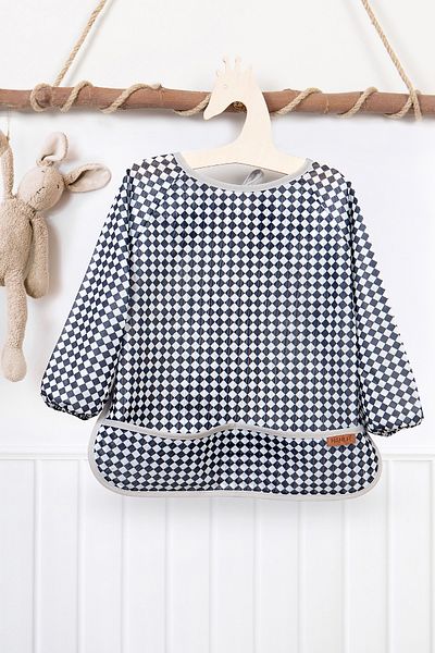 HAMUR Proof Long Sleeve Liquid Proof Event Food Activity Kindergarten Nursery Baby Kids Bib Check Denim 2-4