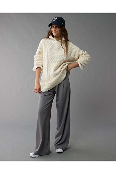 AMERICAN EAGLE فستان قصير من الصوف المحبوك بأكمام طويلة من AE