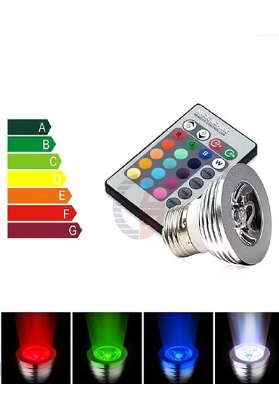 Generic مصباح LED RGB سحري مع جهاز تحكم عن بعد ، 3 وات ، 16 لونًا
