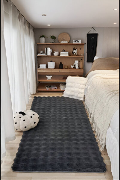 Designbyneslişah Bubble Uzun Tüylü Yumuşak Peluş Kaymaz Yıkanabilir Salon Kor...