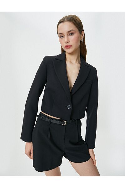 Koton Λεπτομέρεια ραφής με κουμπιά σακάκι Crop Blazer