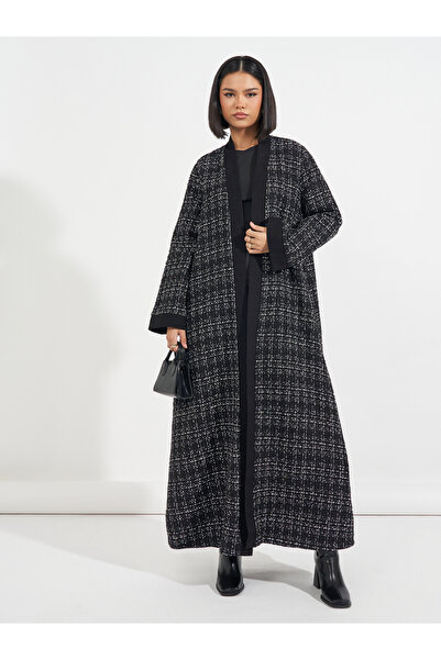 Styli Front Open Tweed Winter Abaya